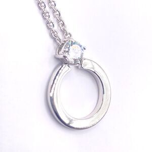 Elegant Silver O Ring Cubic Zirconia Pendant Necklace
